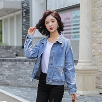2021 morning and early spring autumn new short jacket jacket ladies tide size versatile Korean version of loose denim jacket