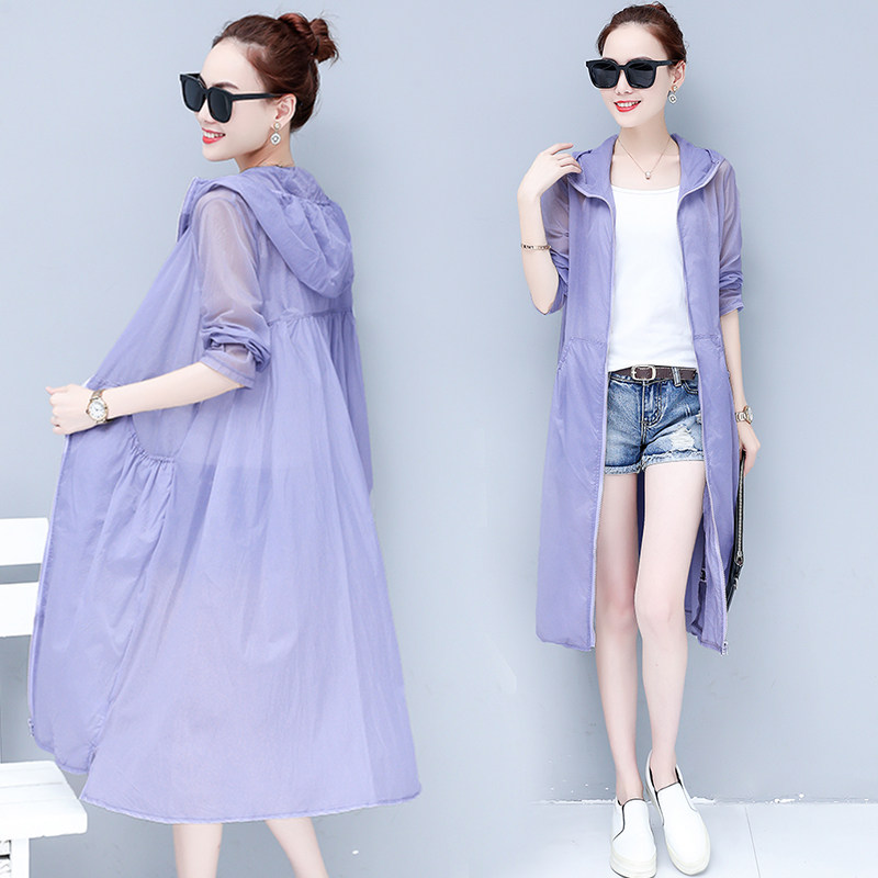 Sunscreen sweatshirt dresses woman long sleeve Summer Korean version of the UV UV Breathable Thin Coat 2022 Year Long New