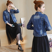 Denim short coat womens spring and autumn clothing Joker 2021 New loose Korean jacket small man Foreign
