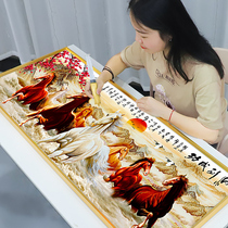 2021 new diamond painting 5d horse to success Eight Juntu cross stitch living room full of diamonds crystal dot stickers diamond 2020