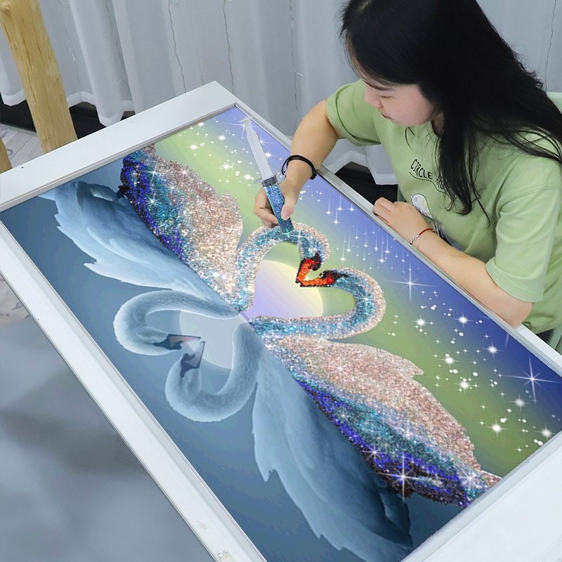 Diamond Painting 2022 New 5D Full Diamond Framed Living Room Crystal Swan Brick Stone Sticker Cross Stitch Bedroom 2021