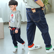 Boy jeans Scout pants 2022 Spring clothing autumn clothing Boy elastic new long pants CUHK Childrens leisure