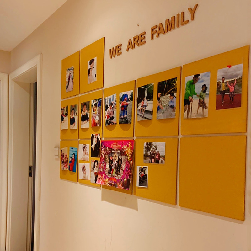 Color Soft Wood Board Photo Hanging Wall Free From Punching Decorative Self Adhesive Mesh Red Background Board Photo Frame Wall Creative Personality