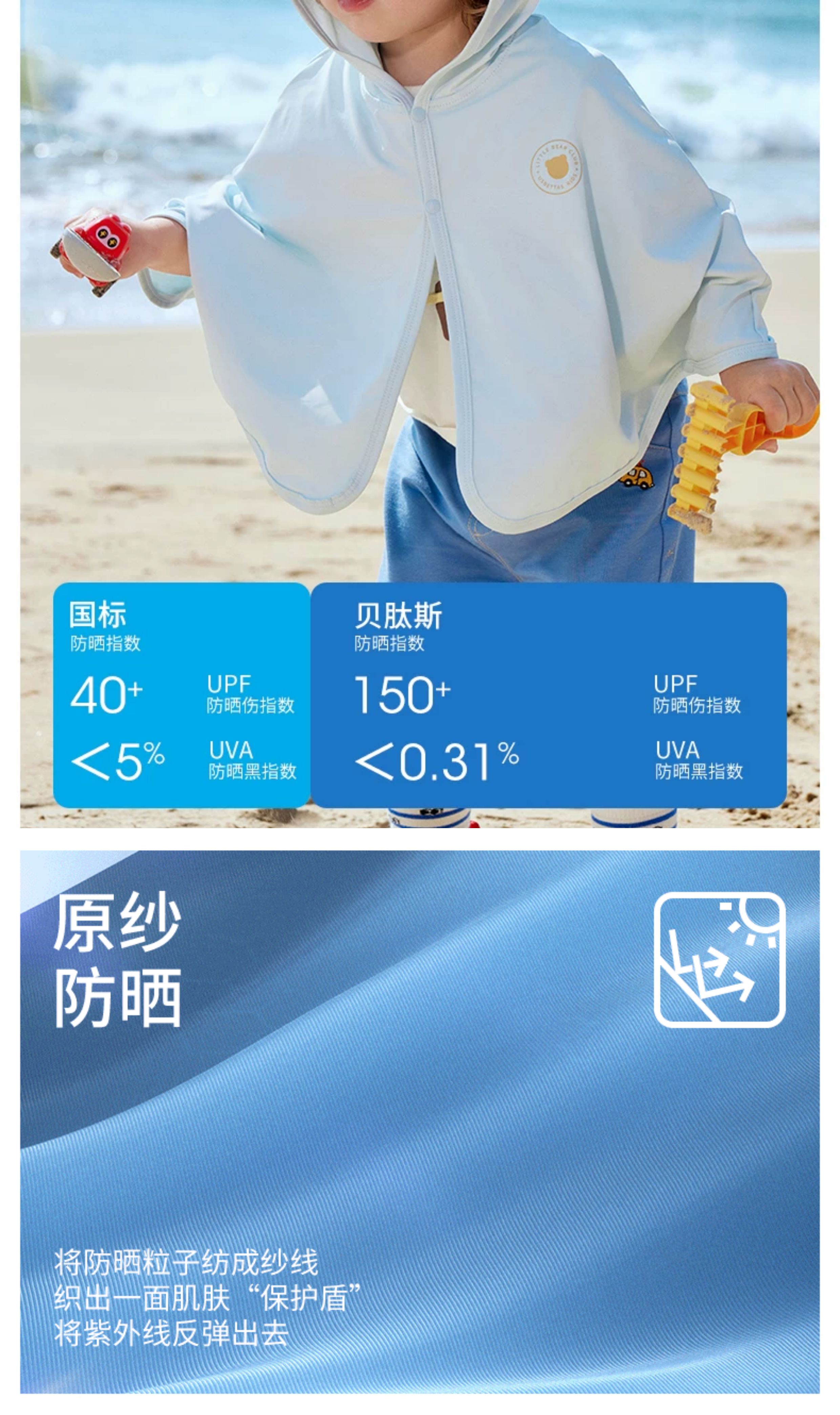 贝肽斯凉盾宝宝防晒衣婴幼儿斗篷冰丝轻薄男女儿童防晒服凉感外套 — 13