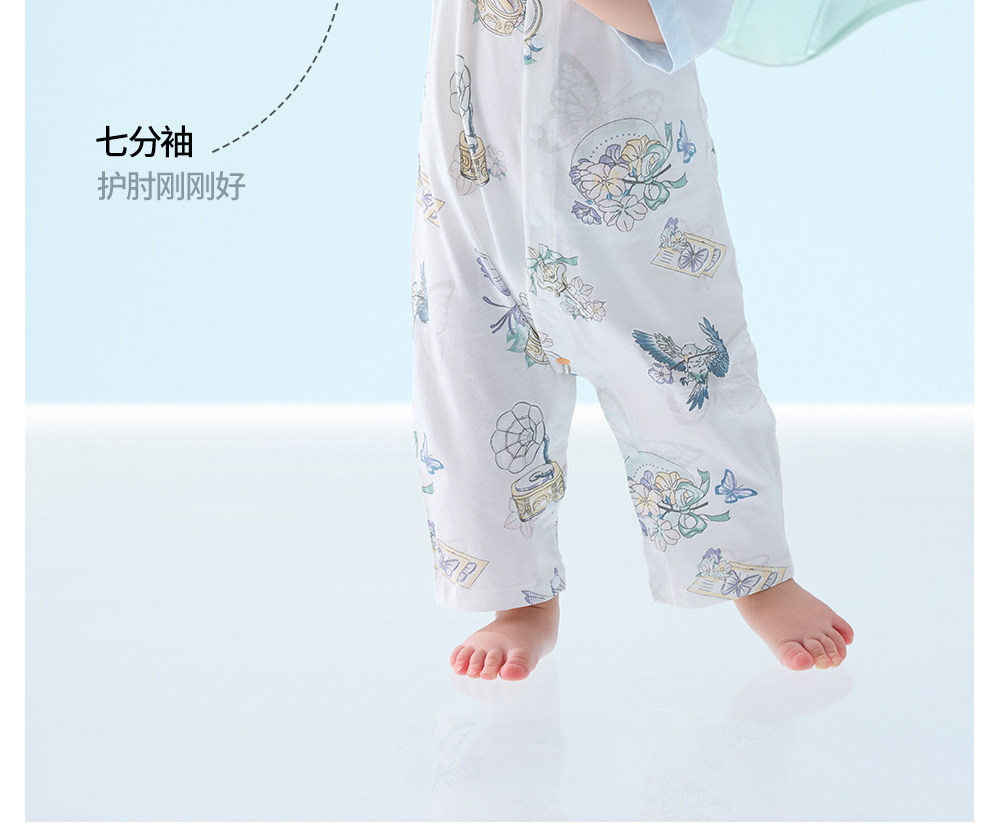 贝肽斯[小凉皮]婴儿衣服夏季薄款宝宝连体衣七分袖睡衣纯棉空调服 — 21