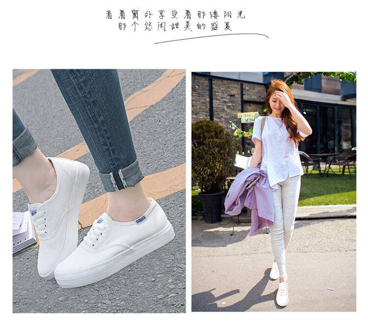 Giày nữ mùa thu màu trắng mới Giày vải Hàn Quốc dày dưới đáy giày sinh viên hoang dã giầy gucci ny