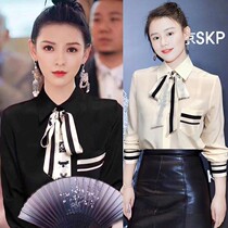 Star Liu Wen Qi Weiwei Maths pure star with the same paragraph 2022 Spring new professional shirt female design sensation with little blouses