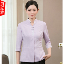 Hotel cleaning work clothes seven-point sleeve womens summer short sleeve property star hotel room aunt cleaner set