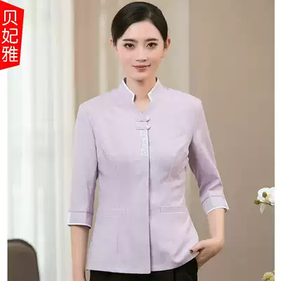 Hotel cleaning work clothes seven-point sleeve women's summer short sleeve property star hotel room aunt cleaner set