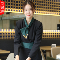 Hotel Front Desk Overalls Autumn and Winter Clothes Women Korean Cuisine Western Restaurant Waiter Overalls Long Sleeve Catering Clothing