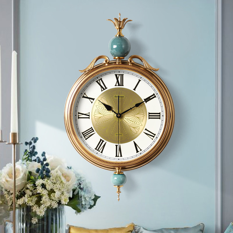 American Creative Hanging Clocks Metal Luxurious Living Room Art And Watch Fashion Fashion Trend Clock Home Atmosphere Hanging Watch