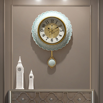 European-style light luxury wall clock living room atmospheric wall watch home bedroom clock creative fashion Peacock Art swing clock