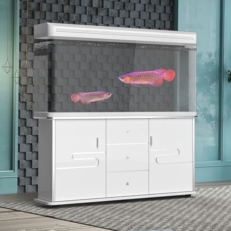 Fish tank living room household aquarium lazy people change water, large and medium with bottom cabinet super white glass creative goldfish tank