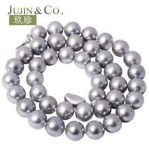 Jiuzhen colorful silver gray round strong light 10-11mm fresh water pearl necklace women give mother gift