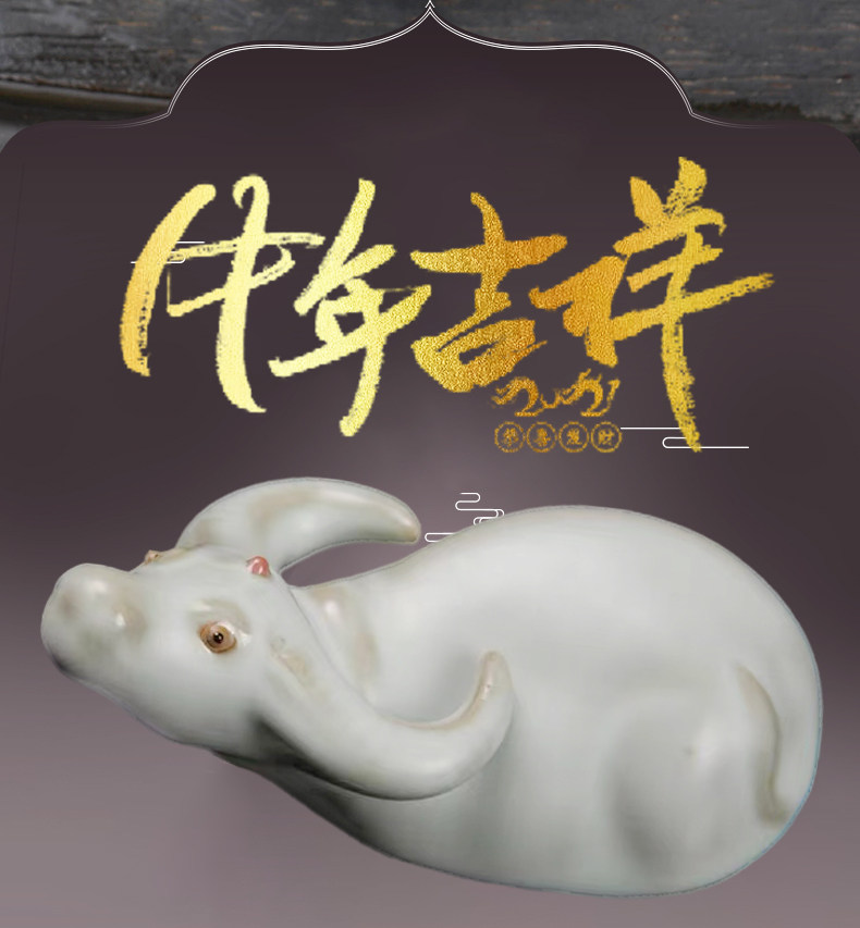 Ru kiln purple sand sculpture cattle and sheep horse tea pet ornaments tea play handmade ice crack glaze porcelain beauty home home