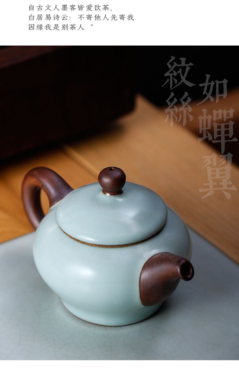 Beautiful home your up ceramic teapot single pot of ice to crack household pure manual hand pot of one little teapot with small restore ancient ways