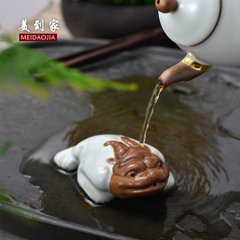 Beauty Home Ru Kiln Tea Darling Pendulum can raise rich and expensive Golden Toad Purple Sand Tea Art Swing Piece Creative Tea Tea Play