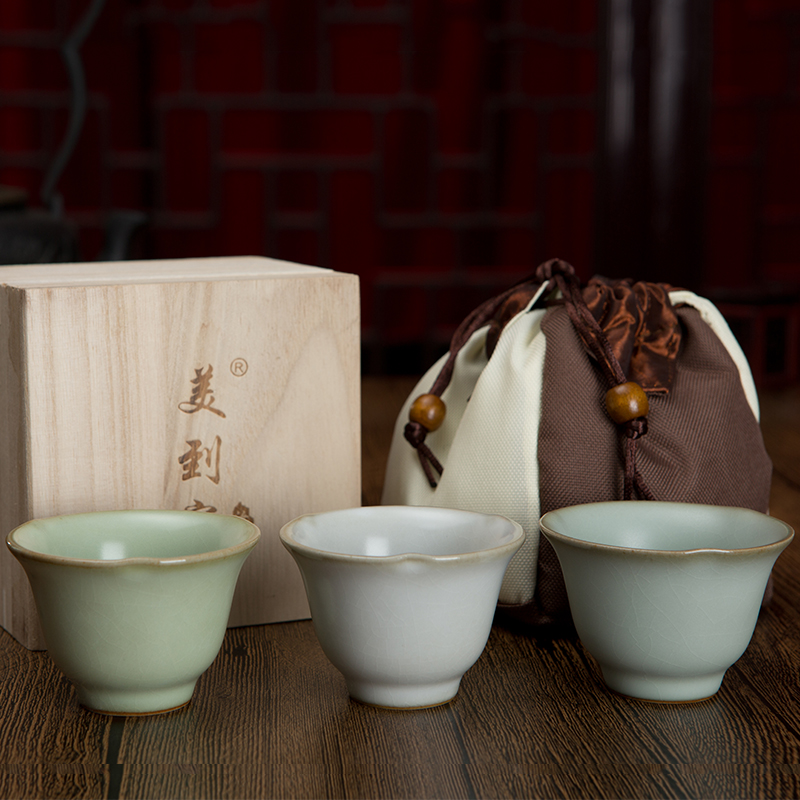 Beautiful home your up porcelain kung fu tea cup treble cup ice crack glaze manually keep open your porcelain purple sand sample tea cup