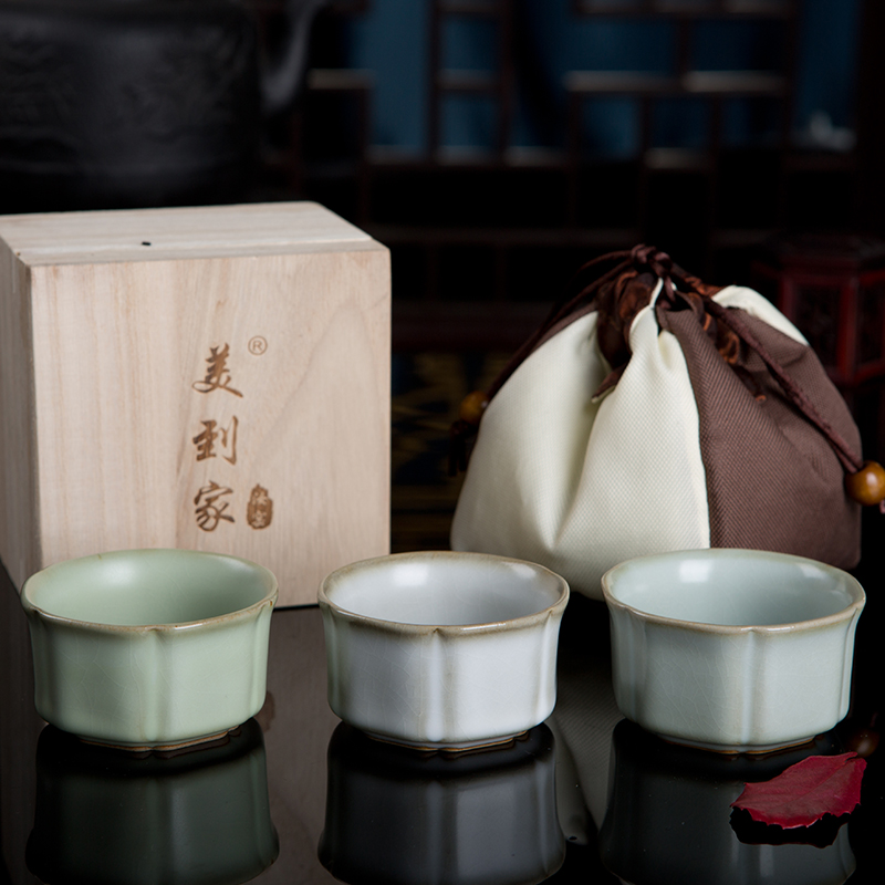 Beautiful home your up cup ice crack glaze ceramic cups can keep open box tea set manual hexagon cup