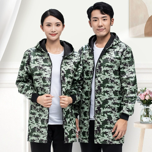 Камуфляжная длинная демисезонная утепленная водонепроницаемая куртка для работы