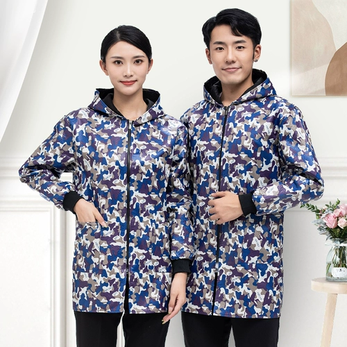 Камуфляжная длинная демисезонная утепленная водонепроницаемая куртка для работы