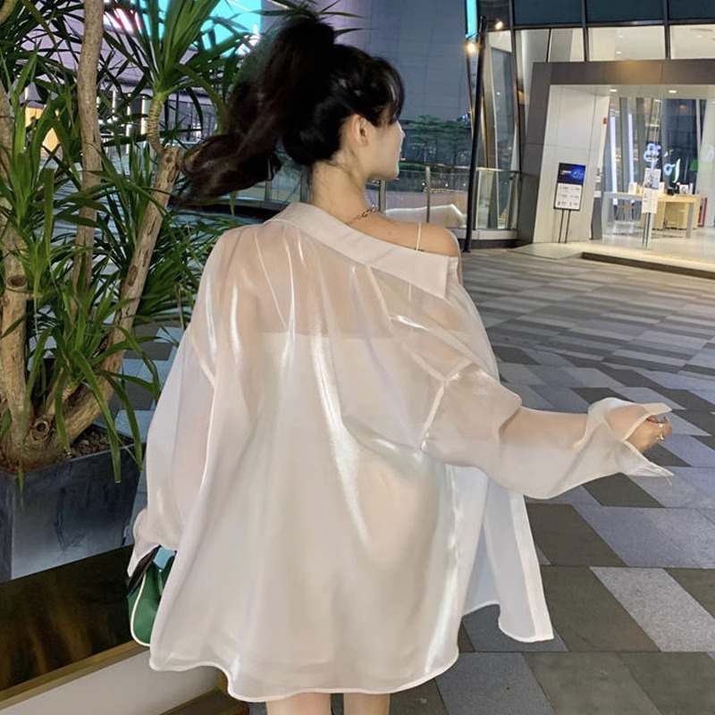 Mermaid Princess Sun Protection Shirt for Women, Summer 2026 New Style, White Jacket, Long Sleeve Shirt, Outerwear with Transparent Top