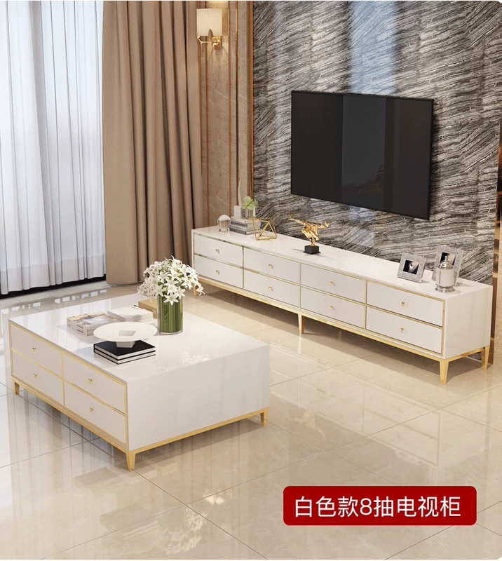 Jane Cung Điện Châu Âu phong cách Ý ánh sáng phòng khách sang trọng hình chữ nhật bàn cà phê TV kết hợp tủ căn hộ nhỏ đồ nội thất phòng khách kệ tivi phòng khách