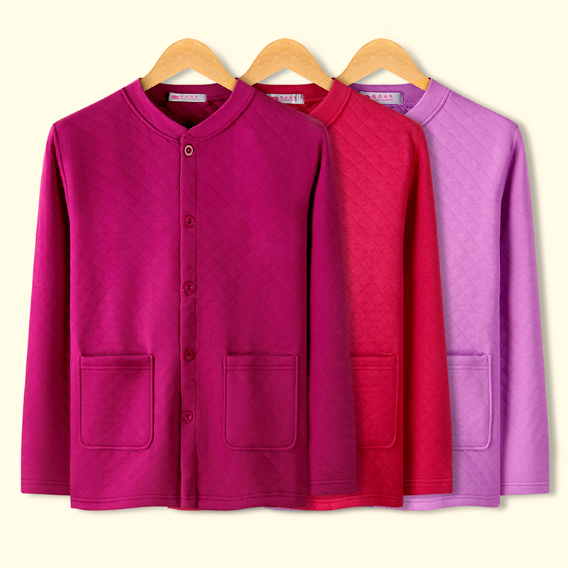 Senior bông đang lớn ấm đồ lót womens cardigan dầy ông già độc thân mảnh quần áo mùa thu cuộc đời này của áo len bông đỏ