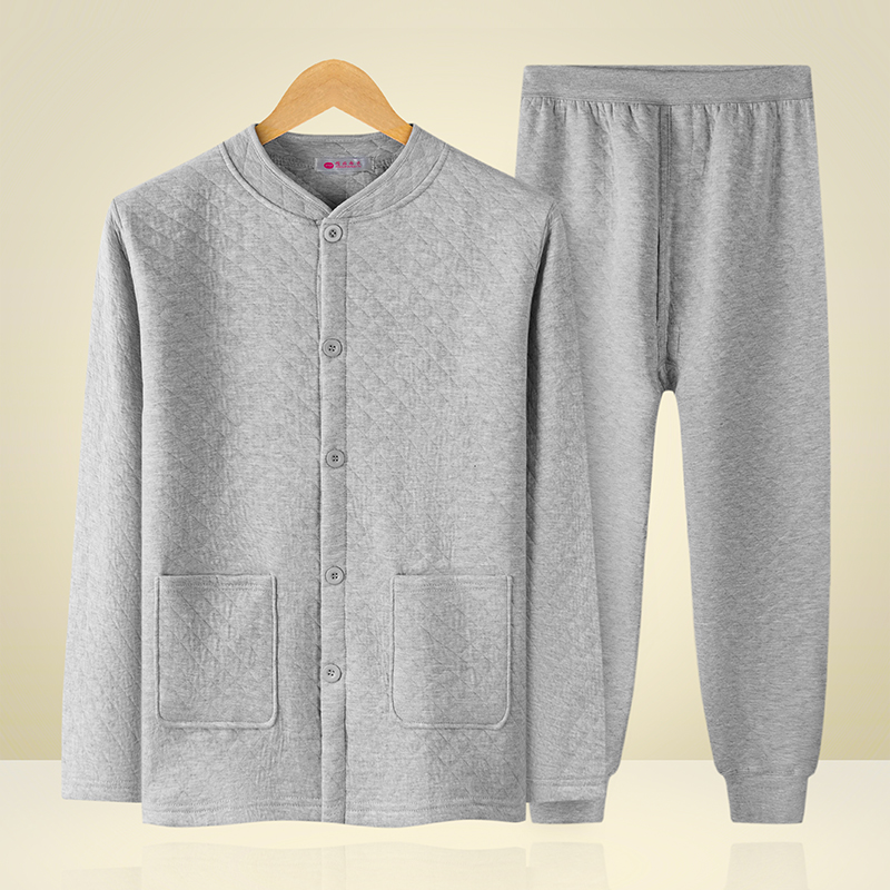 mens trung niên và người già đồ lót ấm set bông dày bông đang lớn trên cardigan người già quần áo mùa thu quần mùa thu