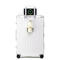 Модель с алюминиевой рамой жемчужно-белого цвета (подстаканник для воды + USB-порт для зарядки)