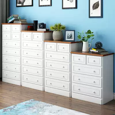 Bucket storage cabinet bedroom drawers chest simple modern cabinet against the wall drawer cabinet wooden European solid wood storage cabinet
