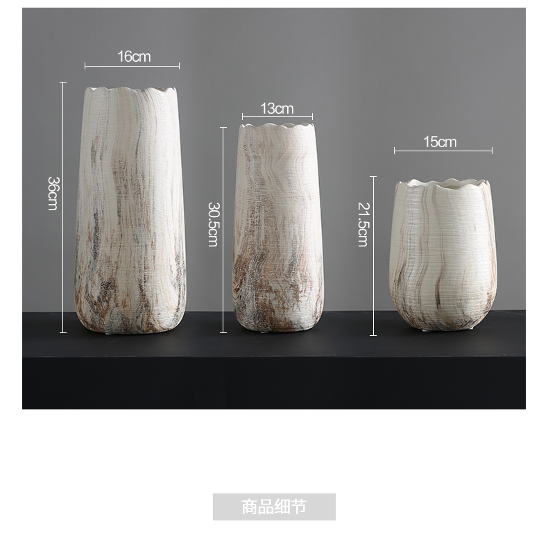 New Chinese style light key-2 luxury furnishing articles sitting room dry ceramic vase model room soft adornment creative decoration flowers in the vase