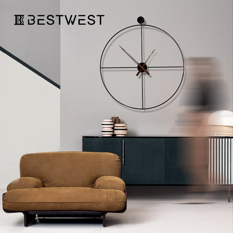 BEST WEST Creative Hanging Clock Art Adornment Nordic Living Room Minimalist Clock Home Personality Bell Accessories Light Lavish