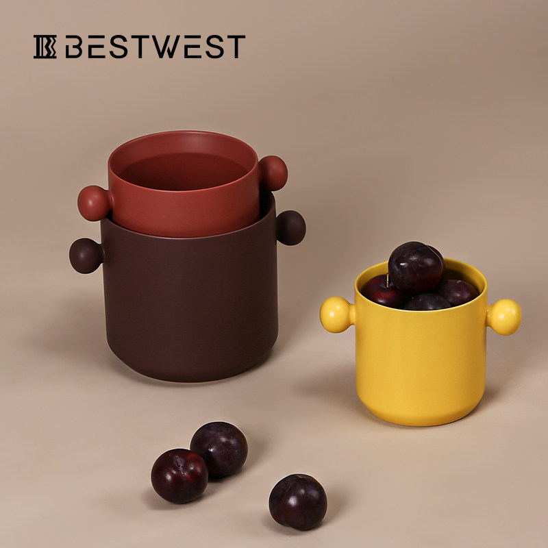 BEST WEST Creative Dry Fruit Pan Swing Piece Modern Ceramic Fruit Plate European-style Tea Table Candy Basin Light Extravagant