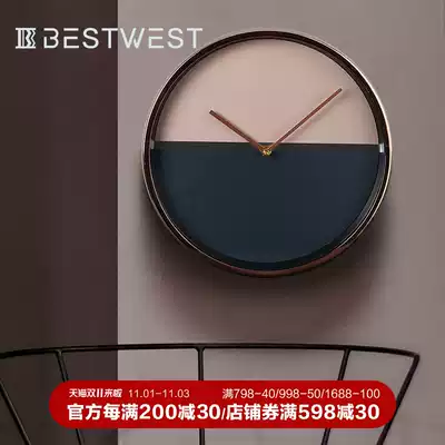 BEST WEST light luxury wall clock living room home personality decoration art clock Wall silent clock clock creative