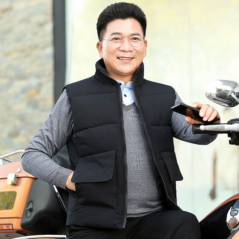 Dad Dress Waistcoat Autumn Winter Middle Aged mannipped Male Thickened Vest Middle-aged Men's Down Cotton Old Man shoulder