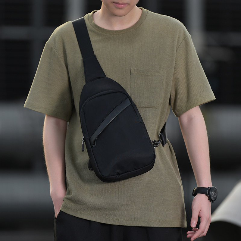 Chest Bag Men's Single Shoulder Diagonal Satchel Canvas Casual Tide Card Sport Small Bag Commute Business Small-to-Bag Summer Men's Bag