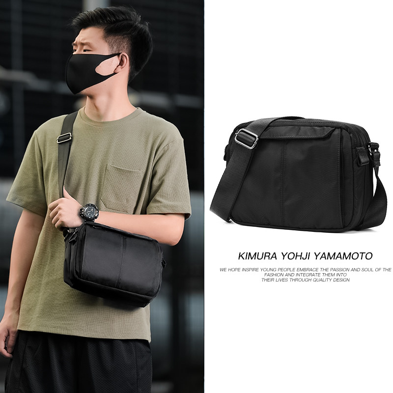 Shika Slanted Satchel for men's satchel with single shoulder bag Chained with large capacity student Canvas Retro Functional Postman Bag