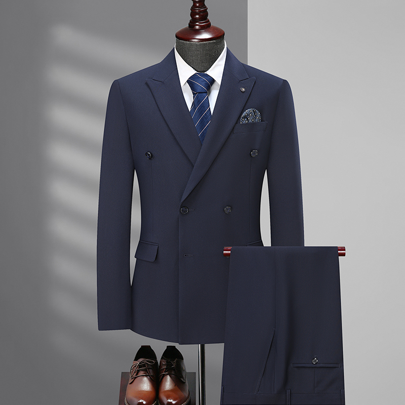 Plus-Size Double-Breasted Suit Set for Men, Extra Large Suit Jacket for Big Guys, Groomsmen Wedding Suit Top