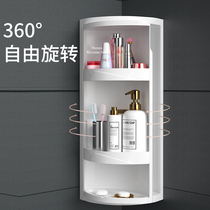 Toilet rotating shelf triangle wall-mounted bathroom toilet corner wash table locker storage artifact