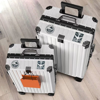 Aluminum Frame Travel Suitcase, Aluminum Frame 20-Inch Trolley Case with Universal Wheels, 24inch Inch Carry-On Password Lock Suitcase for Female and Male Students