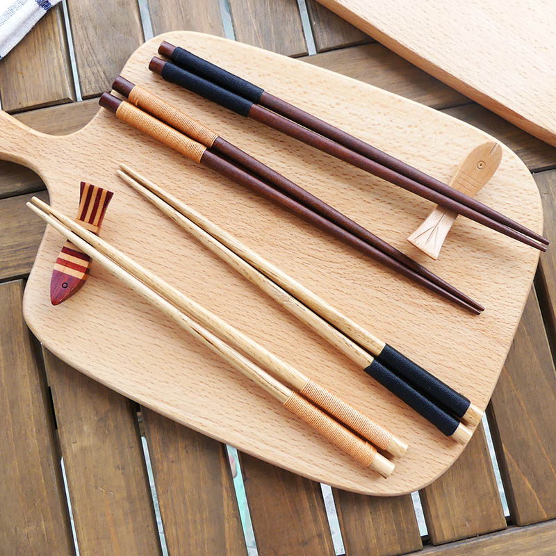 Motian Alley Day Style Pointed Chopsticks Creative Winding Wood Chopsticks Solid Wood Quality Portable Hotel Cutlery Chopsticks Sushi Chopsticks