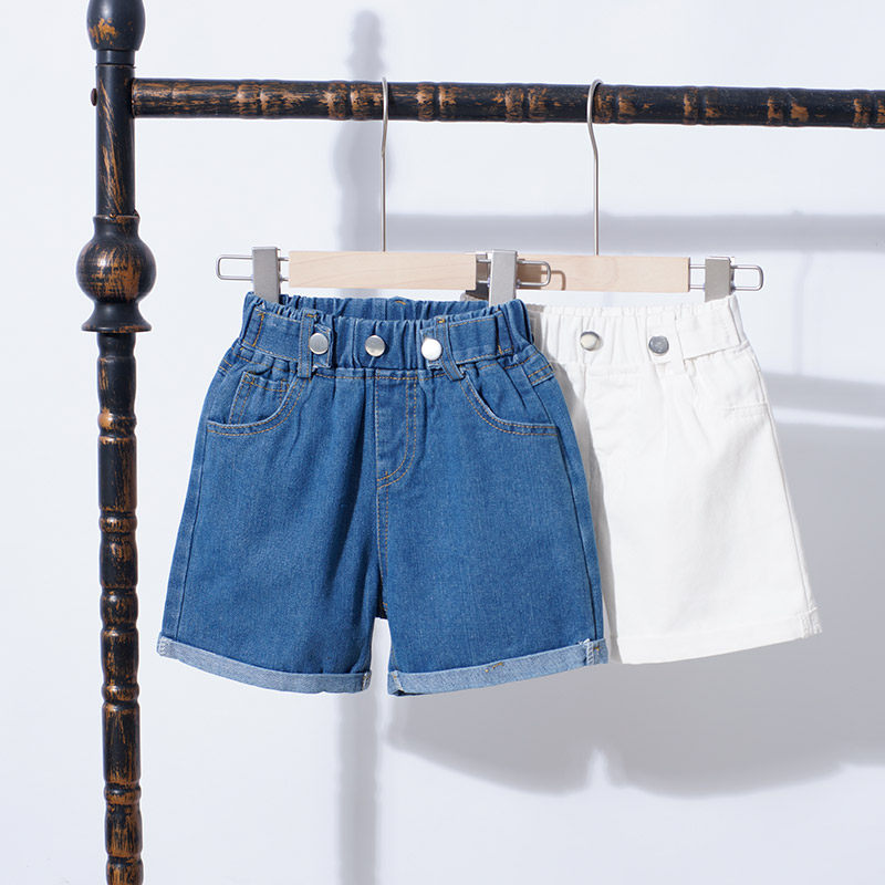 Girls white denim shorts summer 2020 new children's foreign summer clothes wear wild fashion thin pants