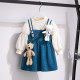 Girls teddy bear dress 2022 autumn and winter new style princess dress baby fashionable plush velvet suspender skirt suit