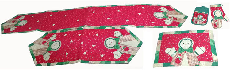 Christmas element gingerbread girl's table fabric size table flag plate mat gloves meal mat 125T-1