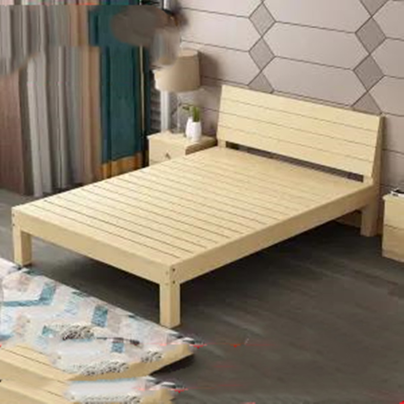 简易实木床一米五出租房经济型现代主卧一米八松木单人床双人床