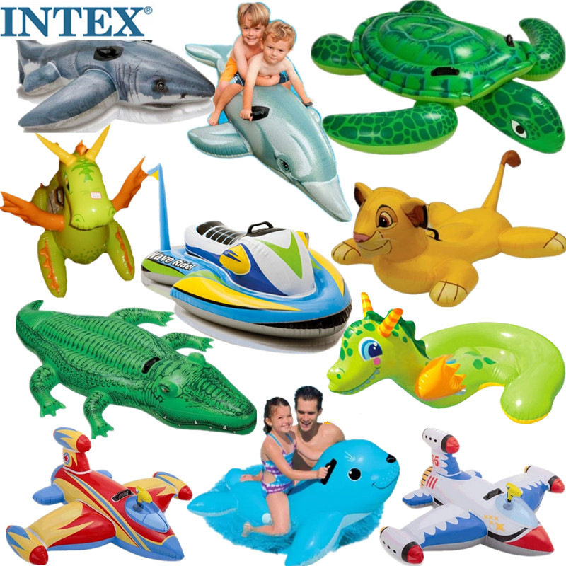 Net red INTEX water animal swimming ring mount big sea turtle blue whale seat toy unicorn hit Yellow Duck