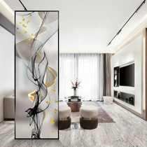 Simple light luxury extremely narrow metal glass screen modern art entrance partition Nordic living room bedroom painted abstract