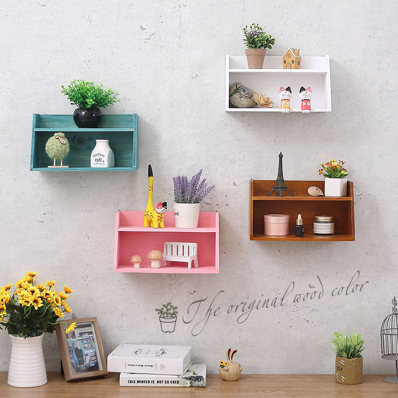 Wall Decoration Eurostyle Shop Wall Creative Hanging Accessories Room Wall Solid Wood Bedroom Wall Decorated Shelve