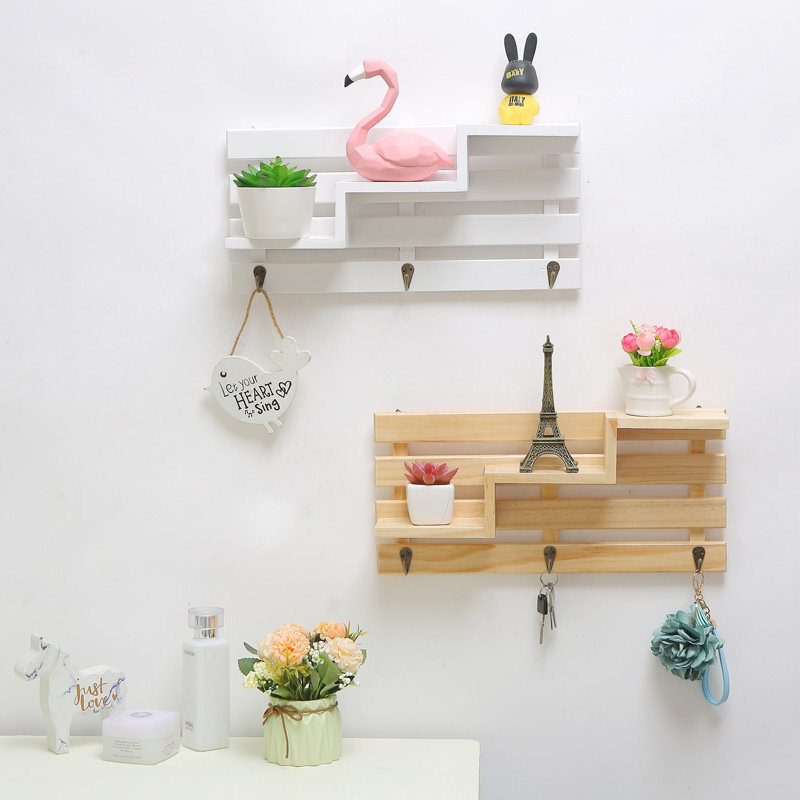 Wall Shelf Free to punch Dormitory Walls Contain Flower Racks Ins Nordic Decoration Hyun Guan Bedroom Key Hooks